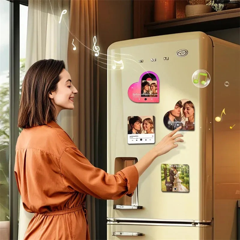 spotify music fridge magnet displayed on kitchen fridge